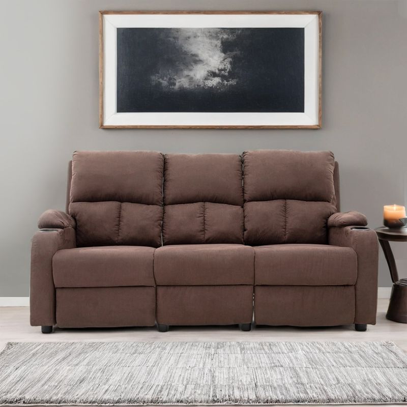 MICA - Silla Reclinable 3 Puestos en Microfibra con Porta Vasos Rest 195 x 94 x 94 cm Mica - 0% Interés a 3, 6 o 12 Cuotas Pagando con tu CMR Banco Falabella