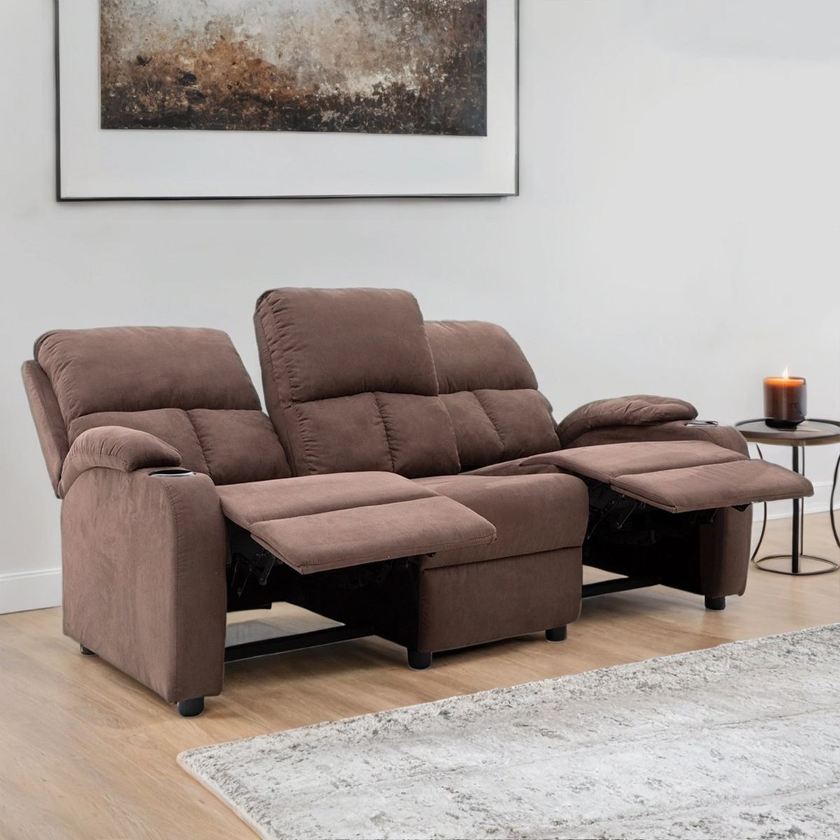 MICA - Silla Reclinable 3 Puestos en Microfibra con Porta Vasos Rest 195 x 94 x 94 cm Mica - 0% Interés a 3, 6 o 12 Cuotas Pagando con tu CMR Banco Falabella