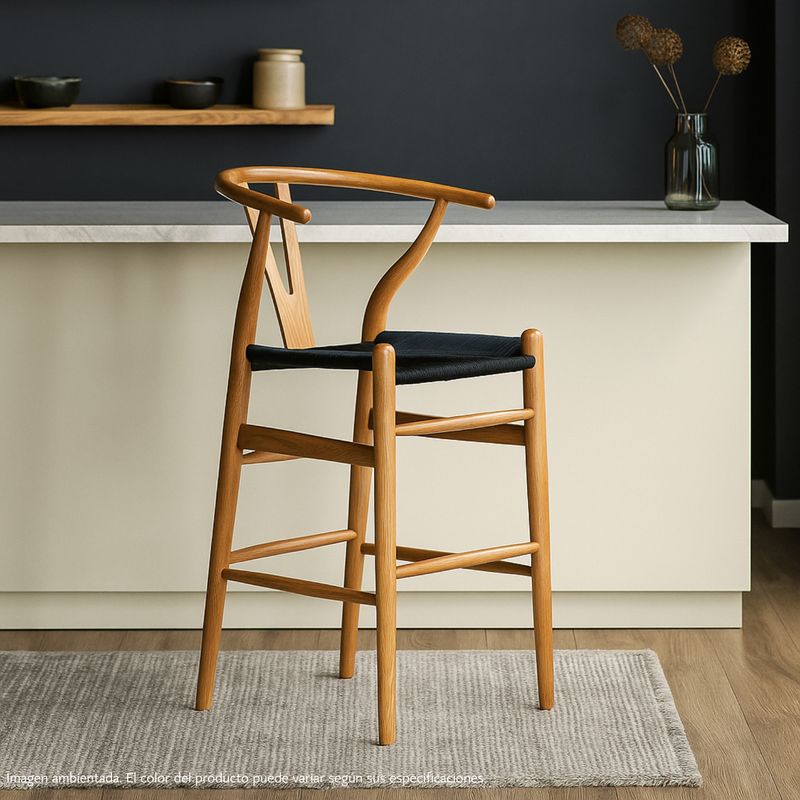 BASEMENT HOME - Silla de Bar en Poliseda con Patas de Madera 56 x 54 x 63 cm - Mueble Basement Home Kolding - 0% Interés a 3, 6 o 12 Cuotas Pagando con tu CMR Banco Falabella
