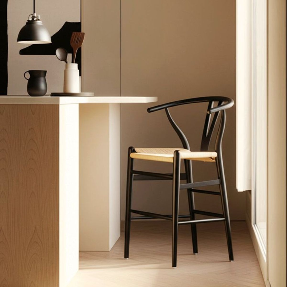 BASEMENT HOME - Silla de Bar en Poliseda con Patas de Madera 56 x 54 x 63 cm - Mueble Basement Home Kolding - 0% Interés a 3, 6 o 12 Cuotas Pagando con tu CMR Banco Falabella