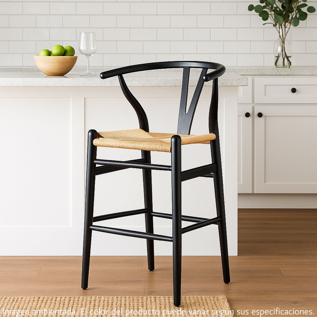 BASEMENT HOME - Silla de Bar en Poliseda con Patas de Madera 56 x 54 x 63 cm - Mueble Basement Home Kolding - 0% Interés a 3, 6 o 12 Cuotas Pagando con tu CMR Banco Falabella