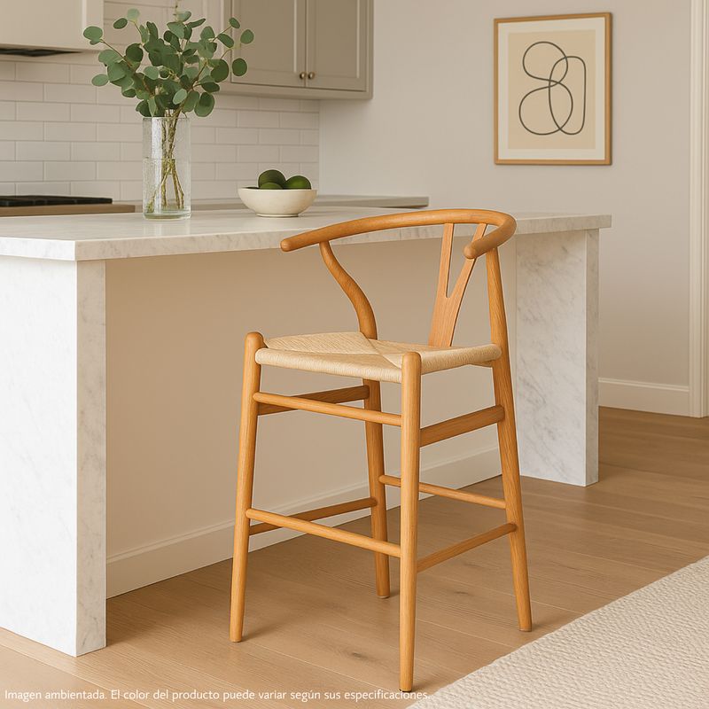 BASEMENT HOME - Silla de Bar en Poliseda con Patas de Madera 56 x 54 x 63 cm - Mueble Basement Home Kolding - 0% Interés a 3, 6 o 12 Cuotas Pagando con tu CMR Banco Falabella