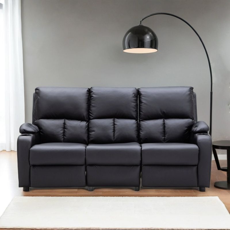 MICA - Silla Reclinable 3 Puestos en Cuerina con Porta Vasos Rest 195 x 98 x 94 cm Mica - 0% Interés a 3, 6 o 12 Cuotas Pagando con tu CMR Banco Falabella