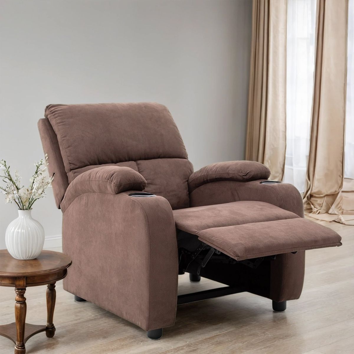MICA - Silla Reclinable 1 Puesto en Microfibra Push Arm Rest 100 x 76 x76 cm Mica