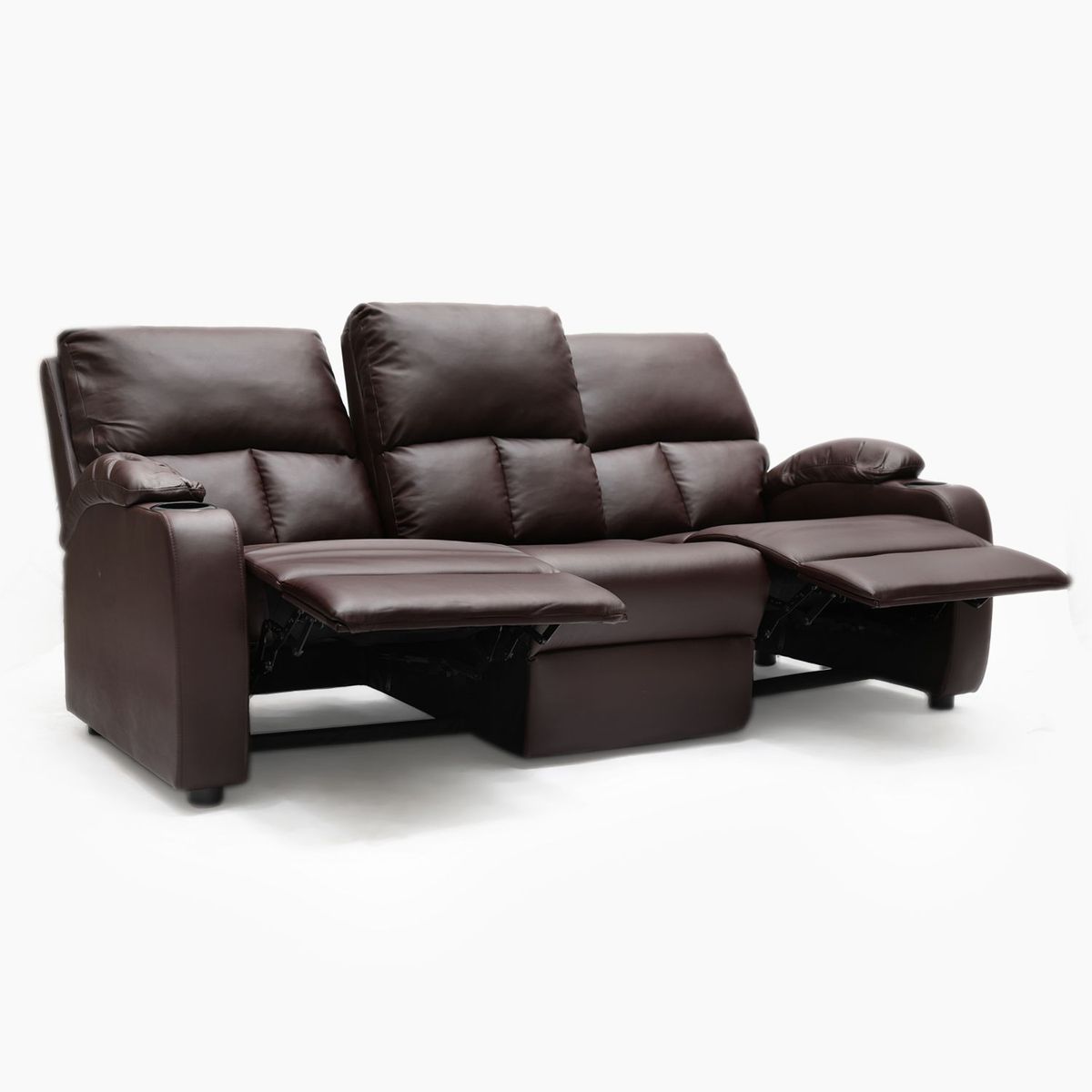 MICA - Sofá Reclinable 3 Puestos con Porta Vasos Rest 195 x 98 x 94 cm Mica