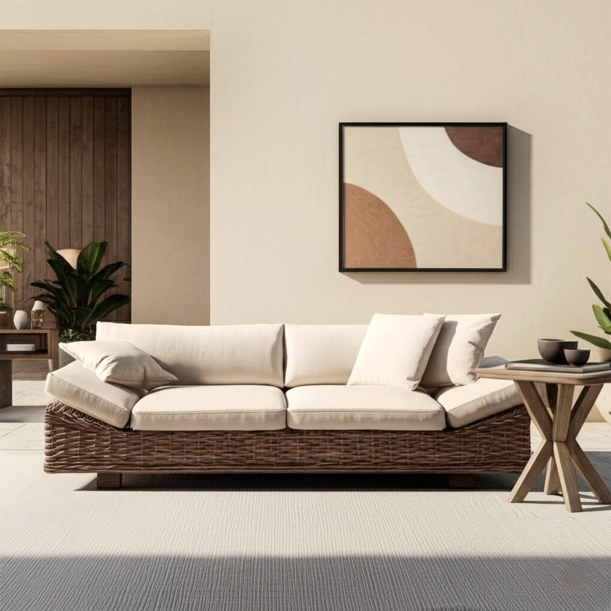 BASEMENT HOME - Sofá de Exterior 3 Puestos en Ratán Kretes 220 x 96 x 69 cm Basement Home