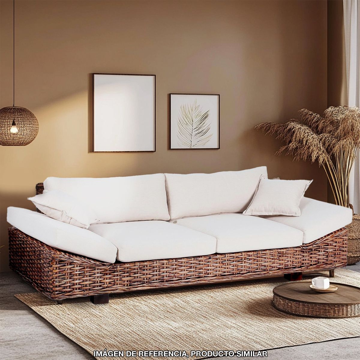 BASEMENT HOME - Sofá de Exterior 3 Puestos en Ratán Kretes 220 x 96 x 69 cm Basement Home