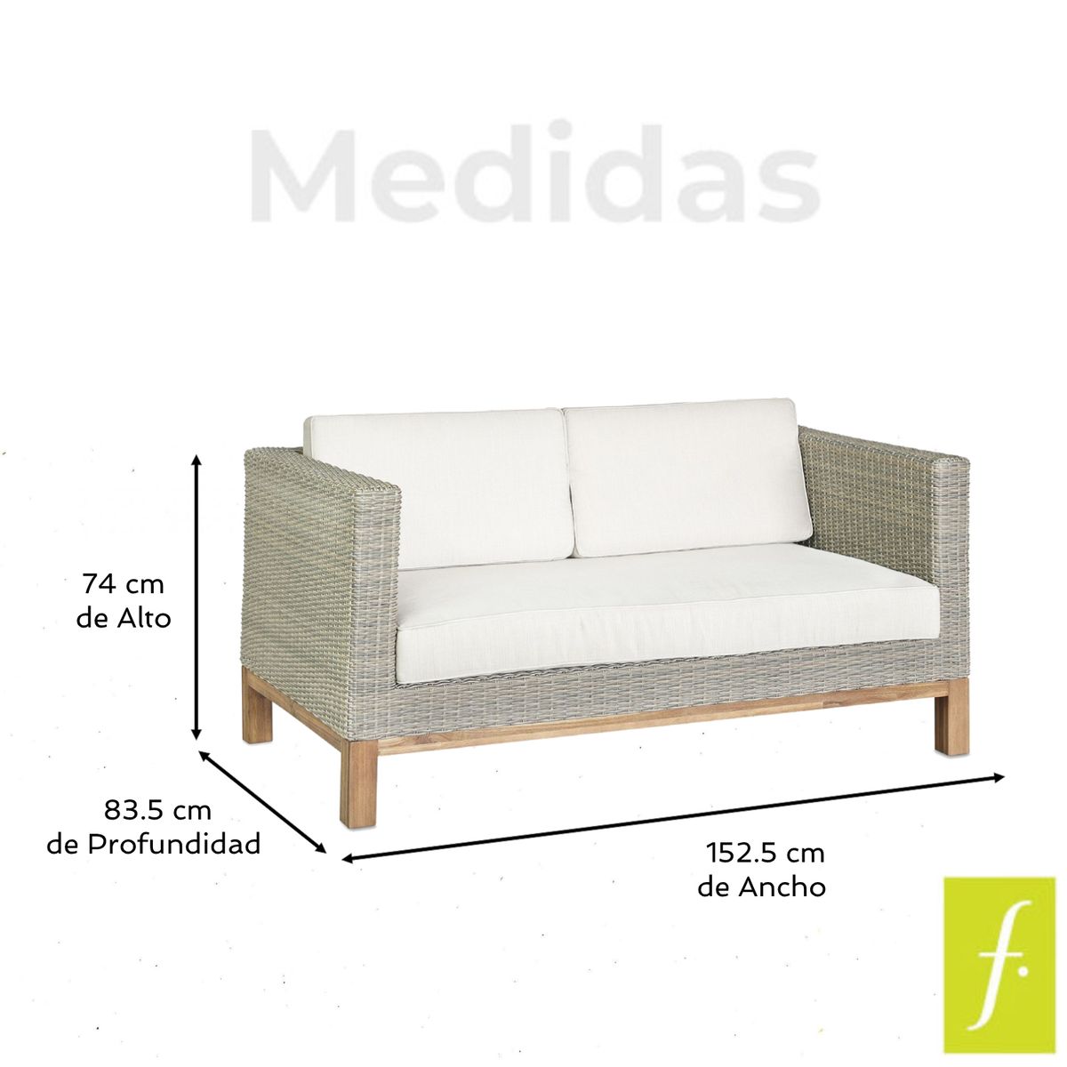 BASEMENT HOME - Sofá de terraza Poliéster Capetown 2 Puestos