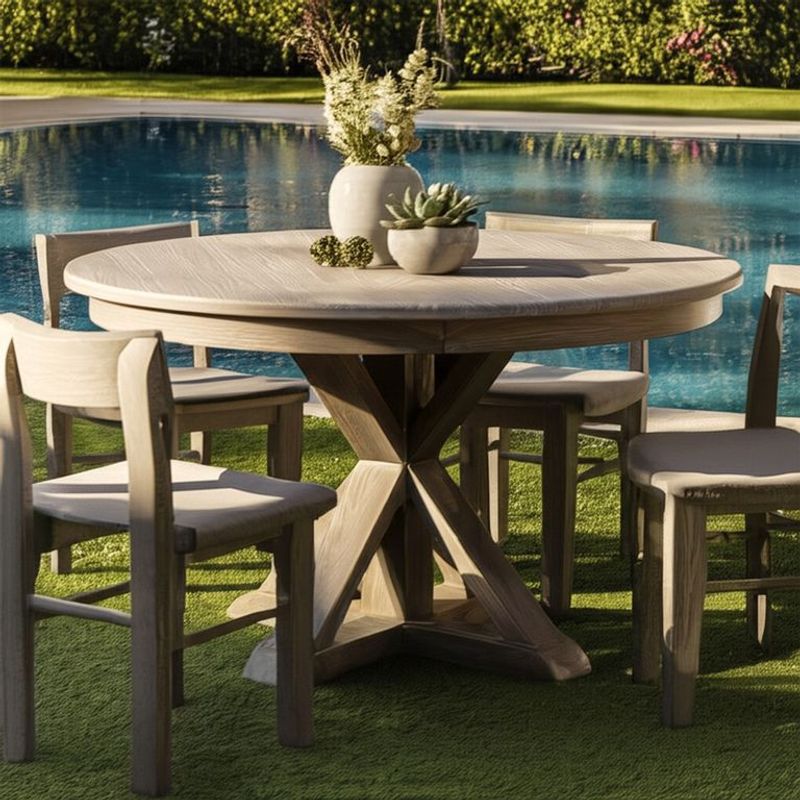 BASEMENT HOME - Mesa Comedor Redonda en Madera para 6 Puestos Kubu, Diametro 120 cm Basement Home - 0% Interés a 3, 6 o 12 Cuotas Pagando con tu CMR Banco Falabella