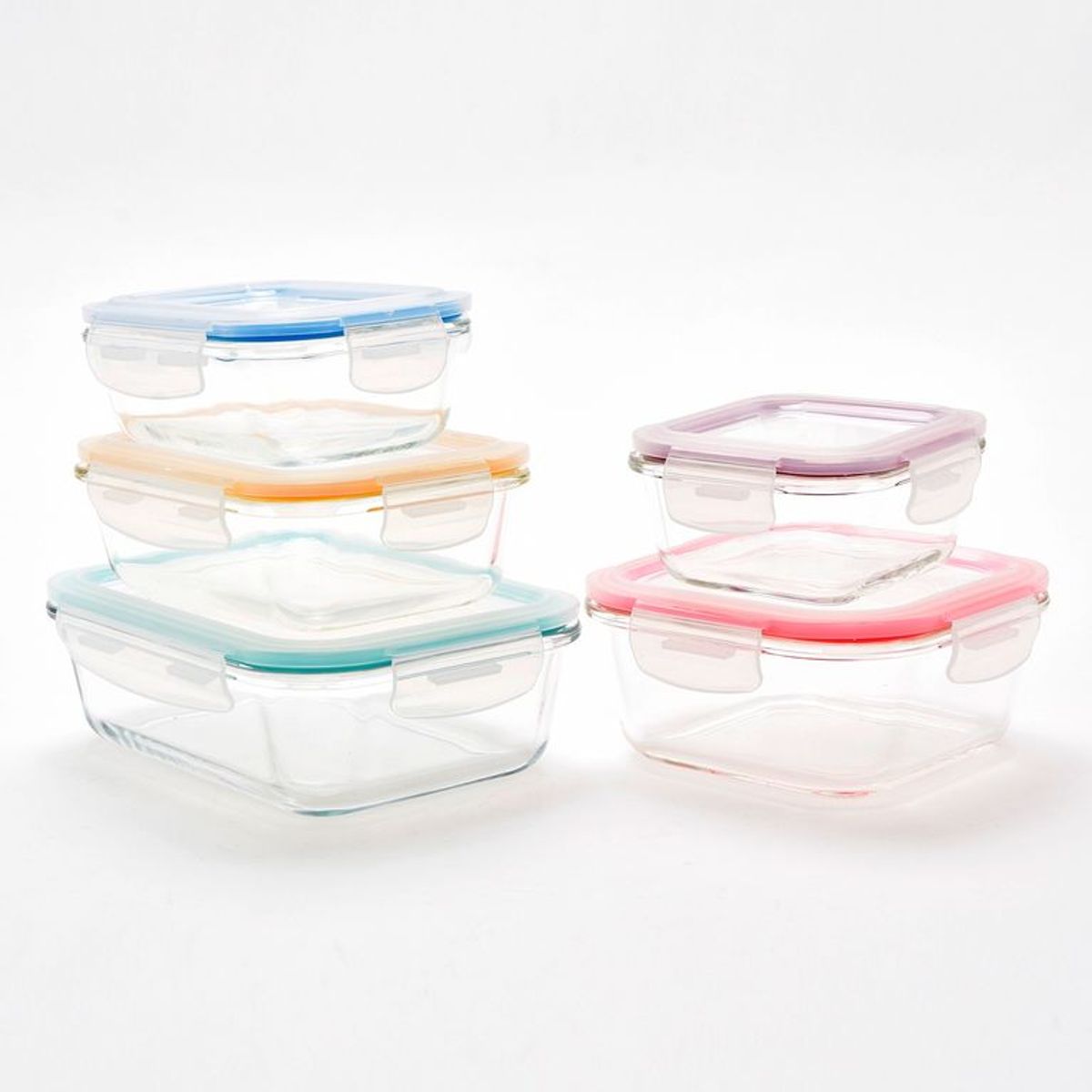 MICA - Recipientes de vidrio hermetico set X5 con tapas para almacenar alimentos