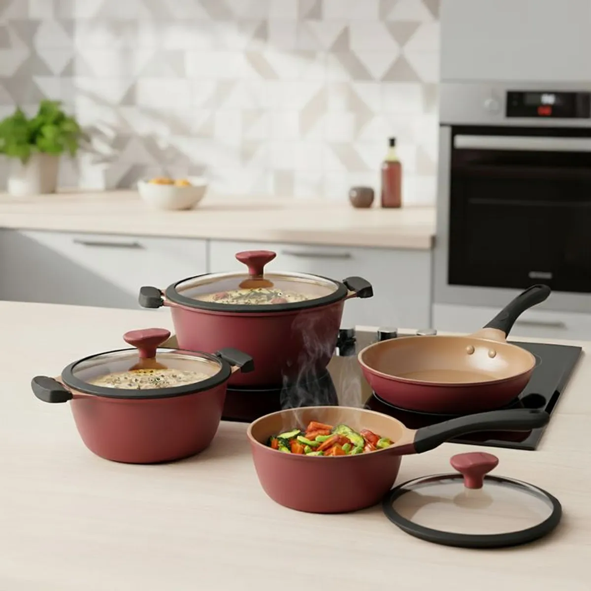 WURDEN - Juego de ollas Wurden: Chef. Bateria Ceramica 7 piezas