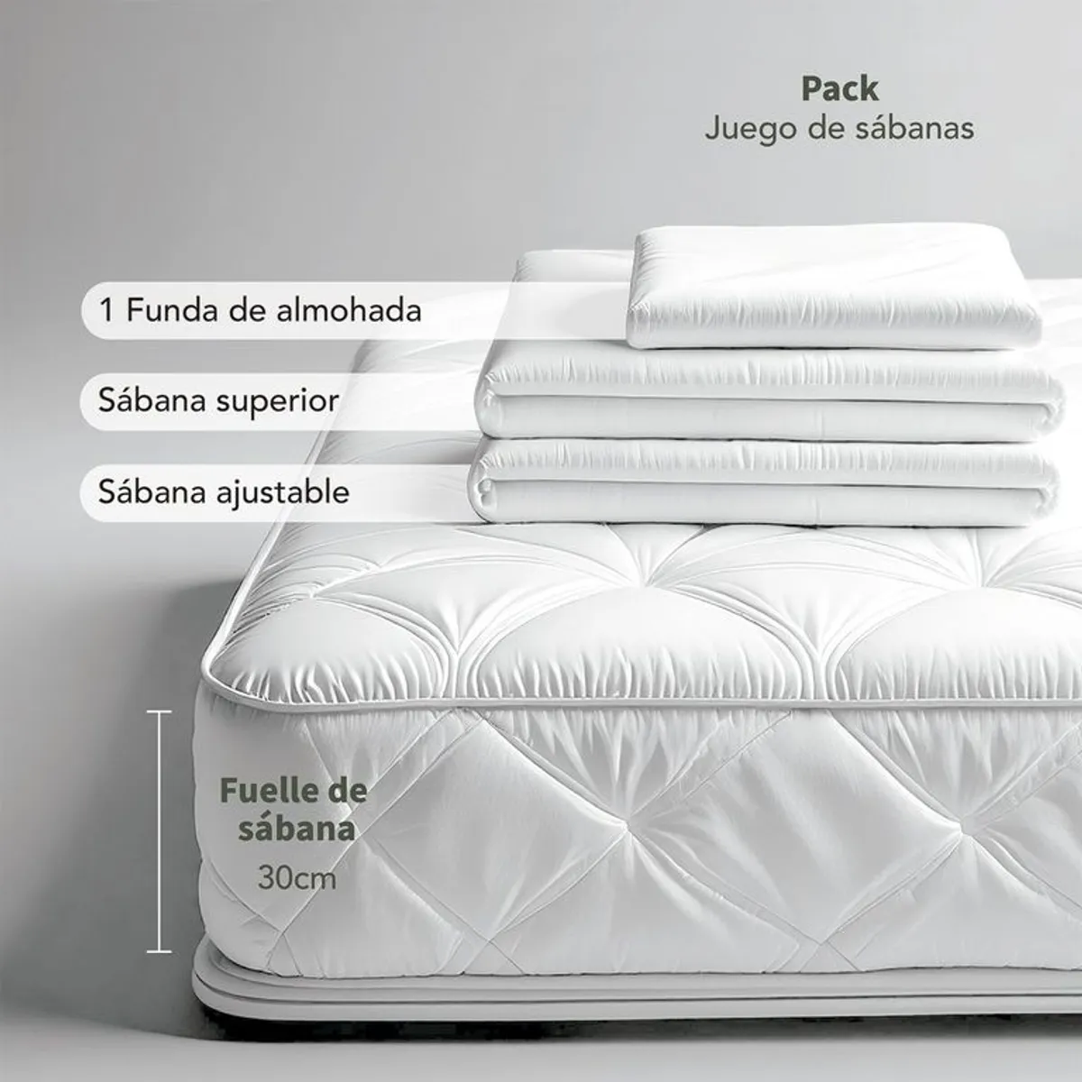 ROBERTA ALLEN - Juego de Sábanas Lisa de Algodón 200 Hilos Gris Perla Roberta Allen