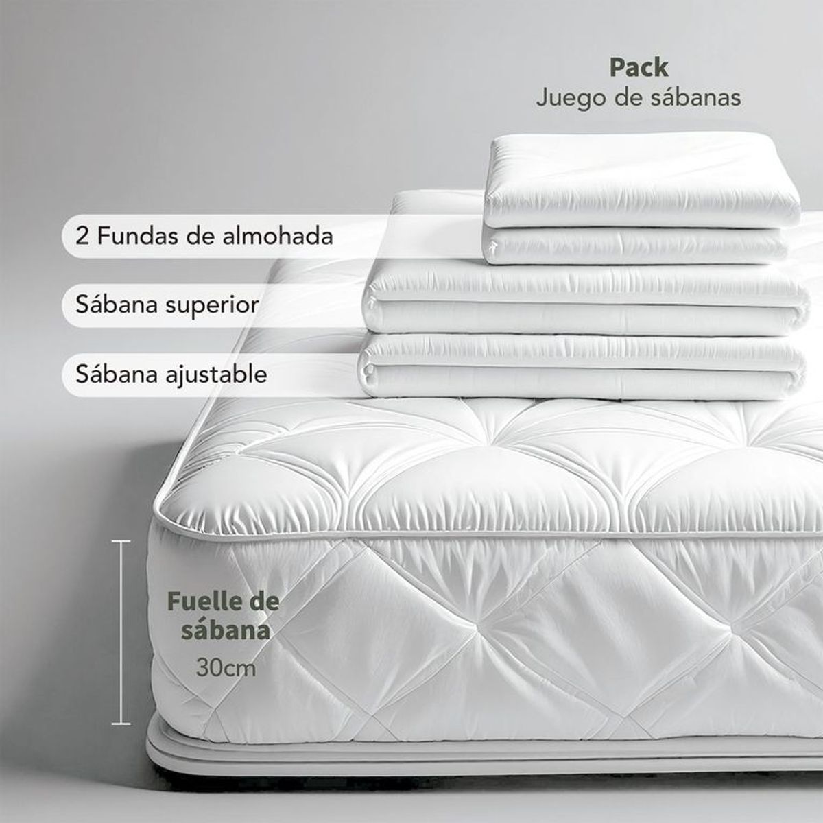 ROBERTA ALLEN - Juego de Sábanas Lisa de Algodón 200 Hilos Gris Perla Roberta Allen