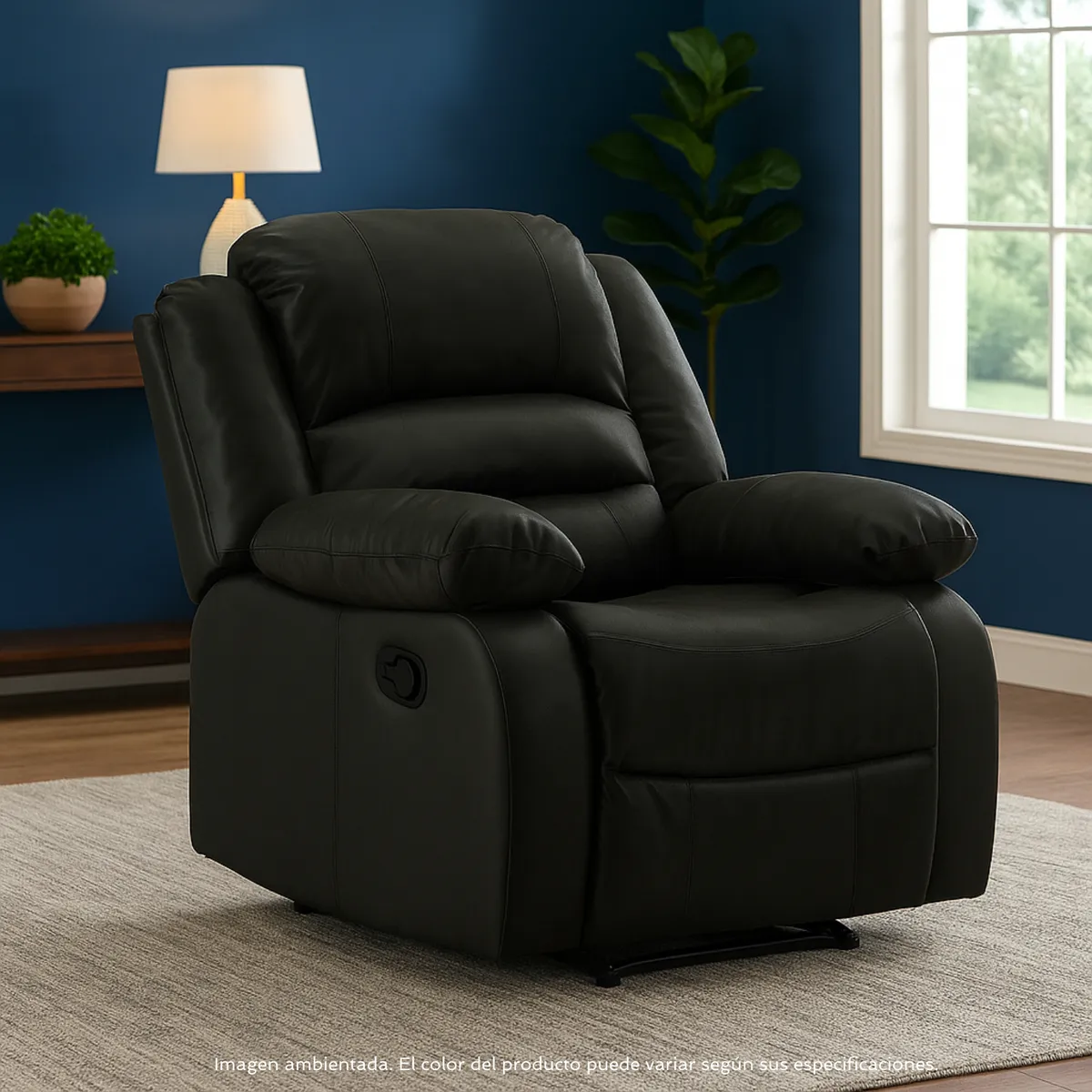 MICA - Silla Reclinable en Cuero Combinado 1 puesto Robbie 92 x 97 x 100 cm Mica