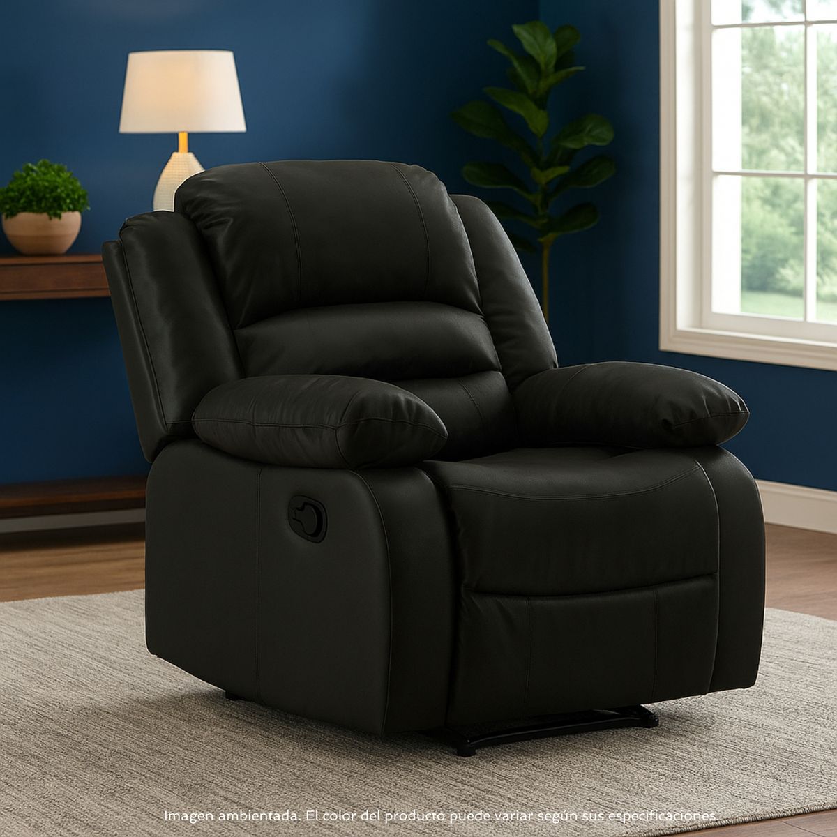 MICA - Silla Reclinable en Cuero Combinado 1 puesto Robbie 92 x 97 x 100 cm Mica