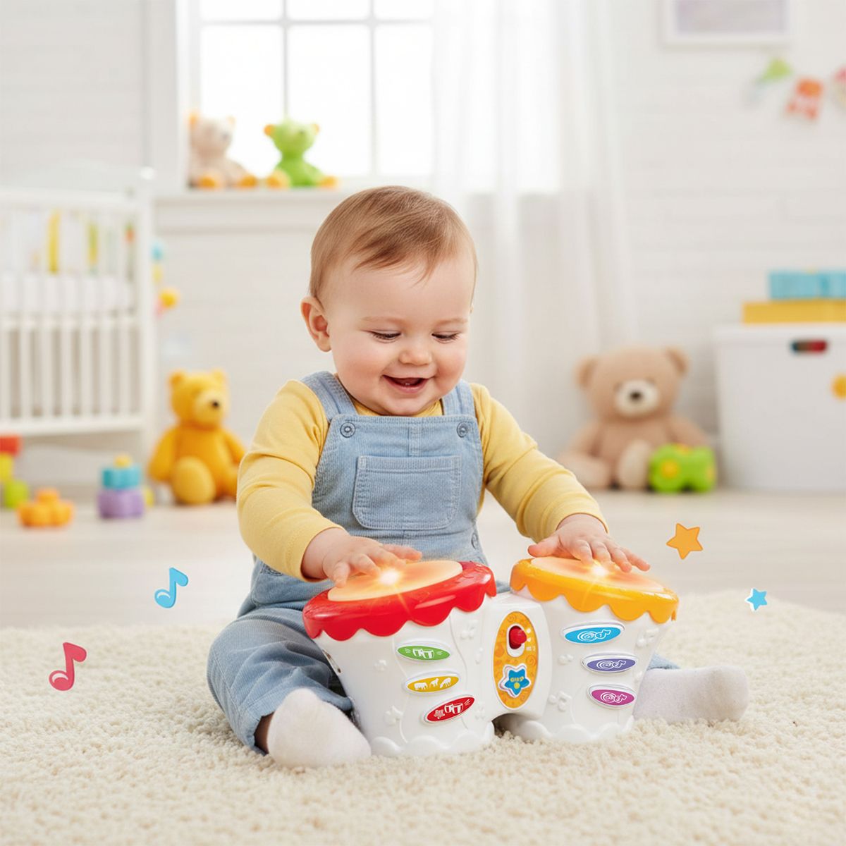 WINFUN - Juguete para bebé didáctico Winfun: Tambor mágico interactivo con luces