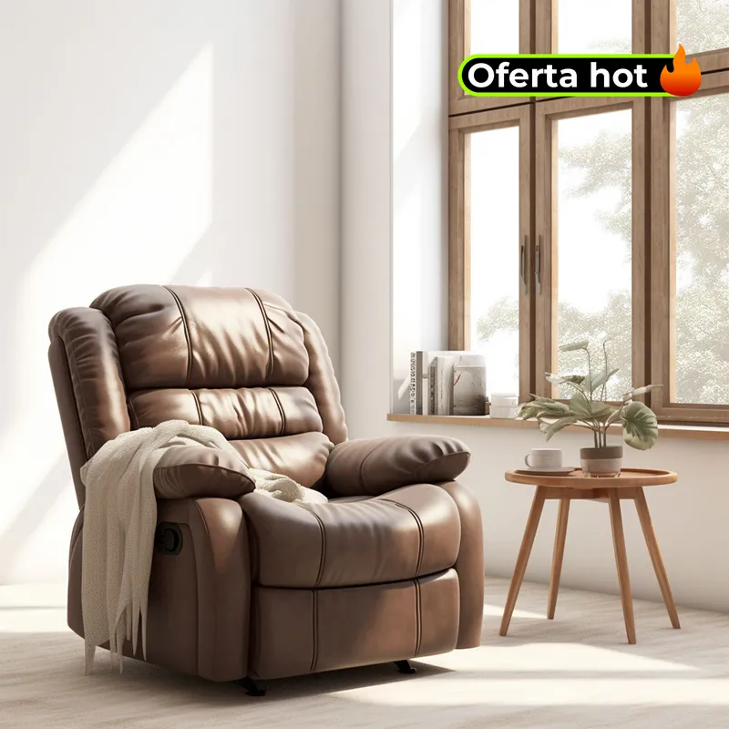 MICA - Silla Reclinable en Cuero Combinado 1 puesto Robbie 92 x 97 x 100 cm Mica