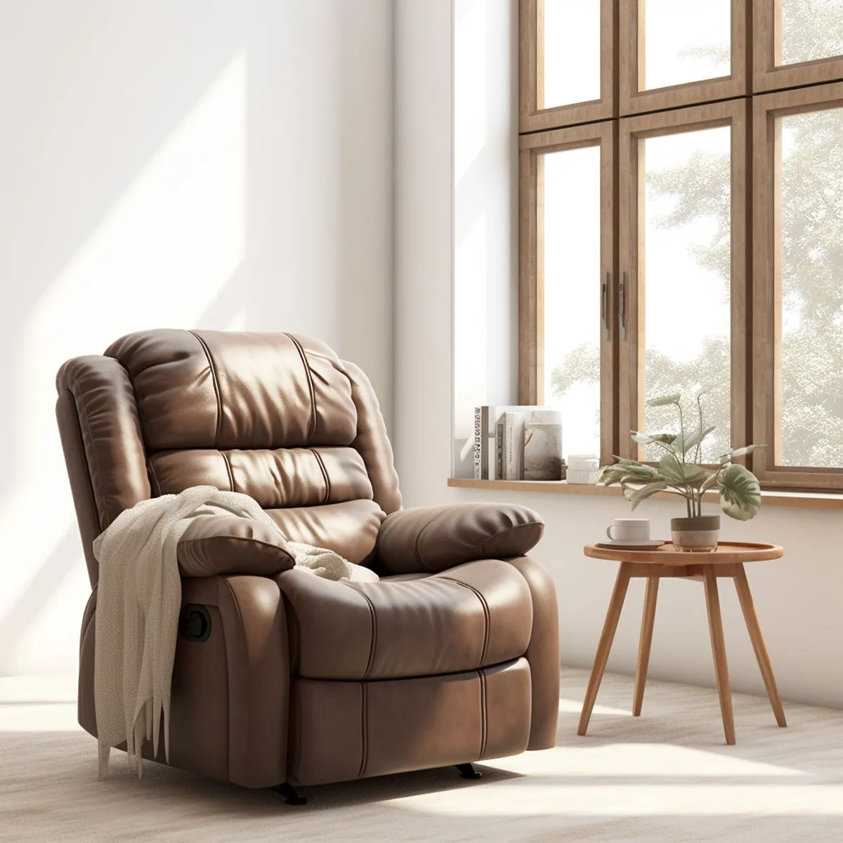 MICA - Silla Reclinable en Cuero Combinado 1 puesto Robbie 92 x 97 x 100 cm Mica