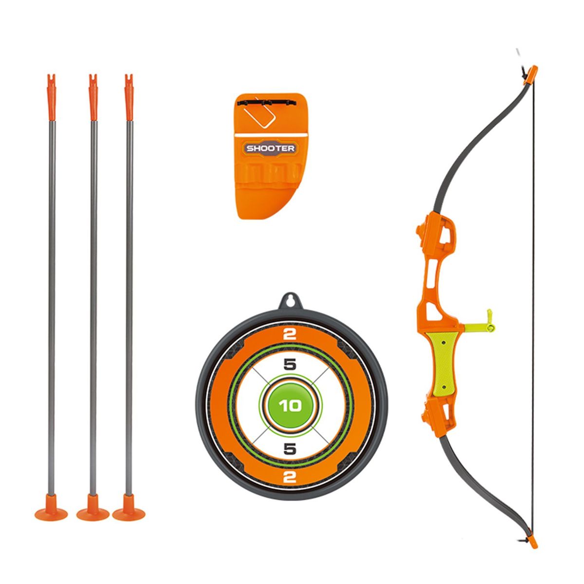  - Kit de arco y flechas de juguete, incluye ( Arco + 3 flechas + tiro al blanco + porta flechas) a partir de los 5 años