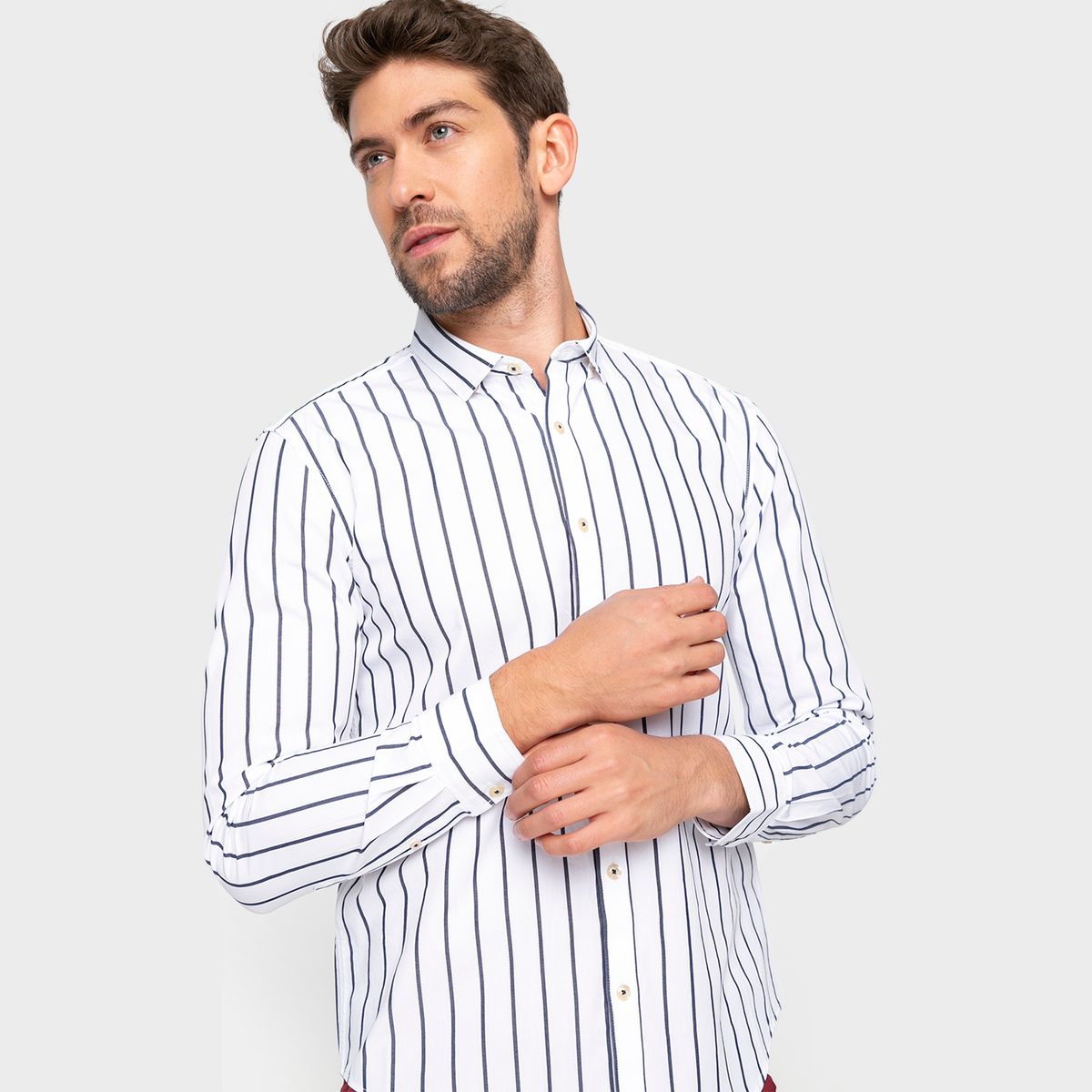 BASEMENT - Camisa Casual Hombre Manga Larga Basement