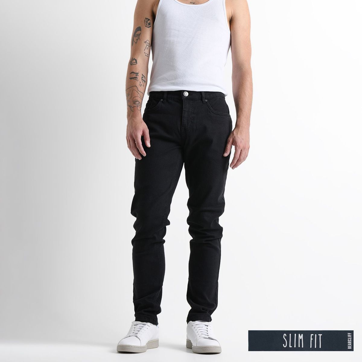 BEARCLIFF - Jean 5 Bolsillos Hombre Slim de Algodón Largo 32 Bearcliff