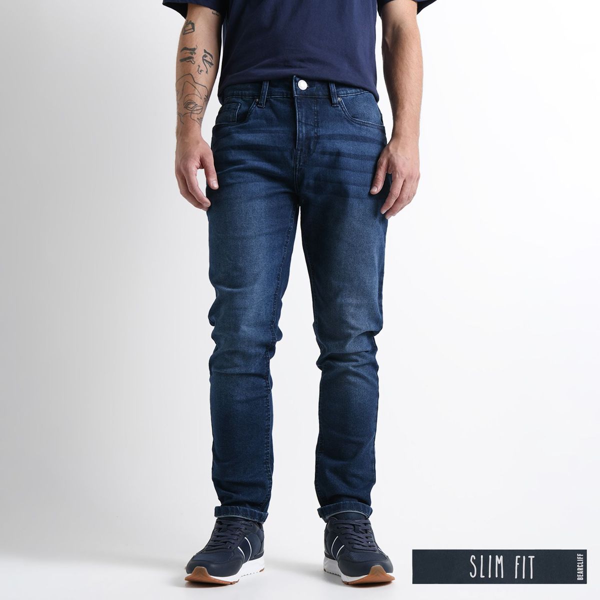 BEARCLIFF - Jean 5 Bolsillos Hombre Slim de Algodón Largo 32 Bearcliff