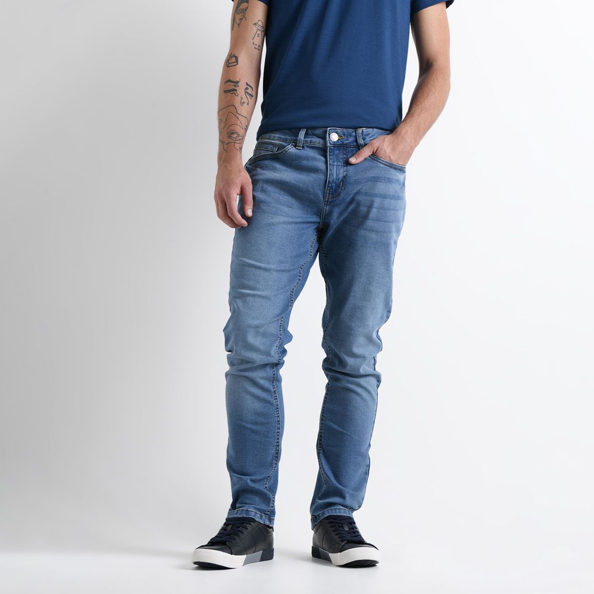 BEARCLIFF - Jean 5 Bolsillos Hombre Slim de Algodón Largo 32 Bearcliff