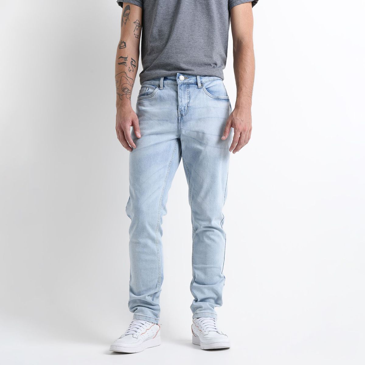 BEARCLIFF - Jean 5 Bolsillos Hombre Slim de Algodón Largo 32 Bearcliff