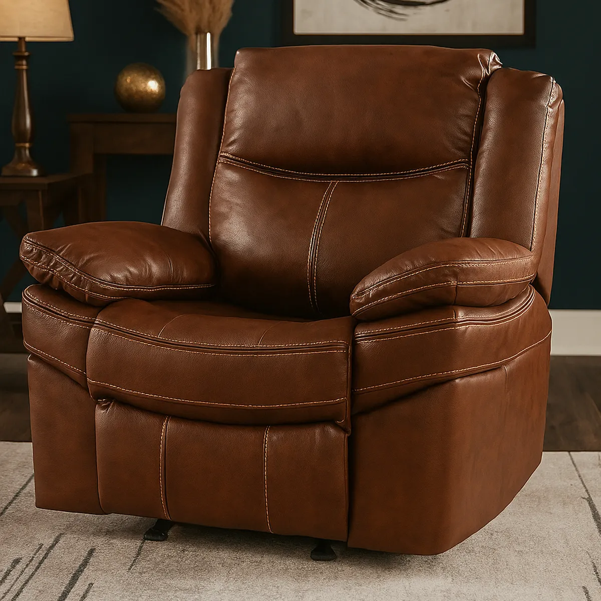 BASEMENT HOME - Silla Reclinable Moderna 1 Puesto en Cuero Mecánica Kanye 103 X 106 X 81 cm Basement Home