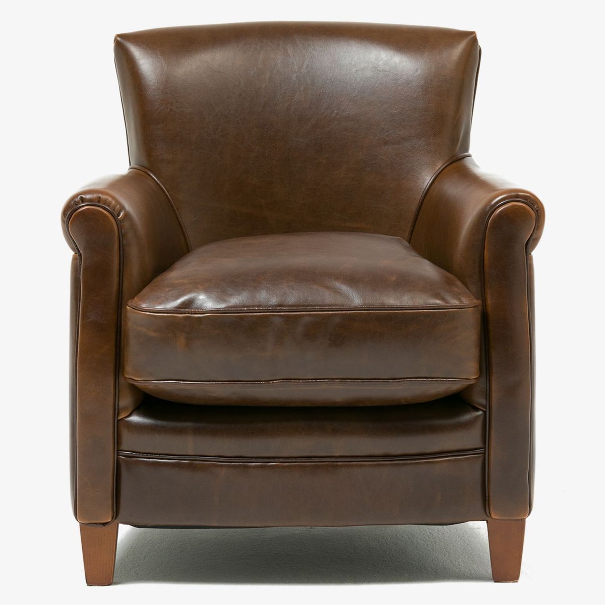 ROBERTA ALLEN - Poltrona en Cuero con Patas de Madera, 75 x 835 x 81 cm - Mueble Roberta Allen -0% Interés a 3, 6 o 12 Cuotas Pagando con tu CMR Banco Falabella