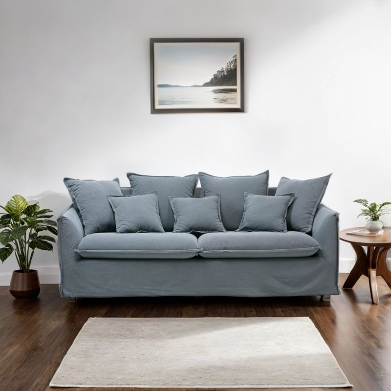 BASEMENT HOME - Sofá 3 Puestos en Tela, Atlanta 209 x 93 x 99 cm con Patas de Plástico - Mueble Basement Home - 0% Interés a 3, 6 o 12 Cuotas Pagando con tu CMR Banco Falabella