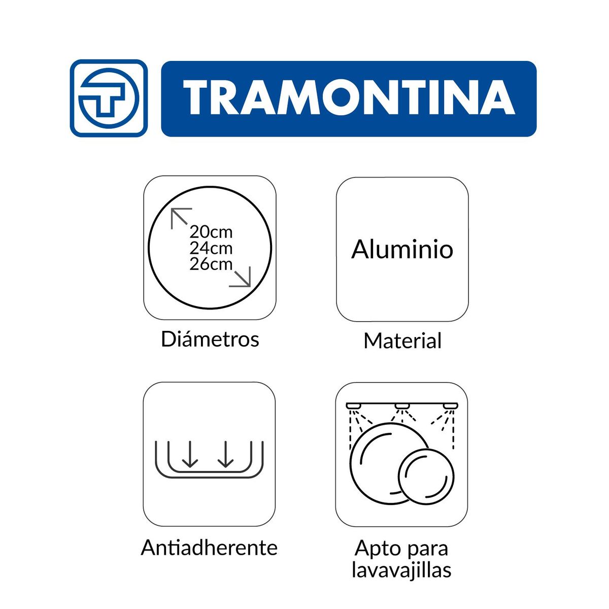 TRAMONTINA - Set de Sartenes Tramontina Antiadherente Aluminio 20-24-26 cm