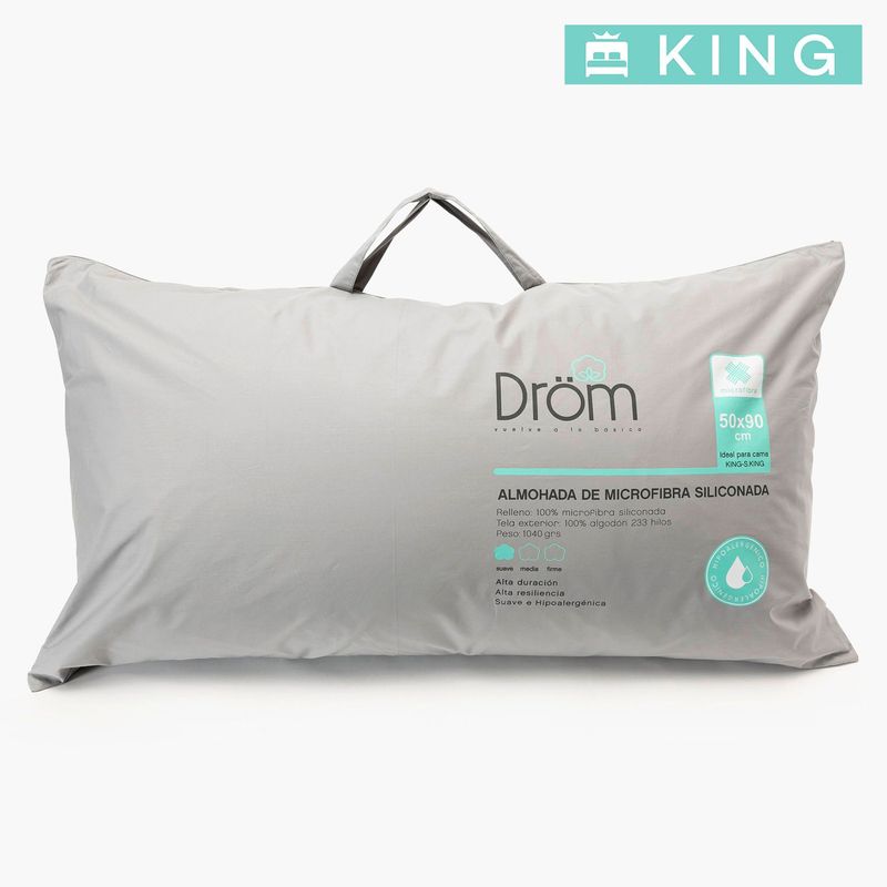 DROM - Almohada de Microfibra Hipoalergénico, Firmeza Suave 50 X 90 cm Drom