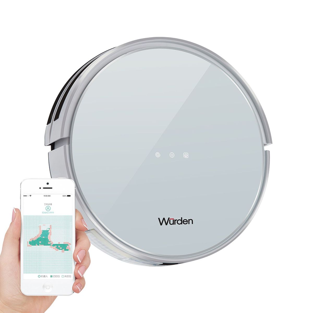 WURDEN - Aspiradora + Trapeadora Robot Wurden WRB-ROLLEN100. Aspiradora programable desde app Wurden Smart. Apsiradora para todo tipo de piso