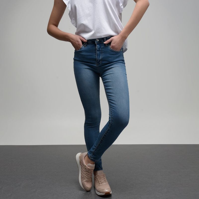 UNIVERSITY CLUB - Jean Skinny para Mujer Tiro medio de Algodón University Club