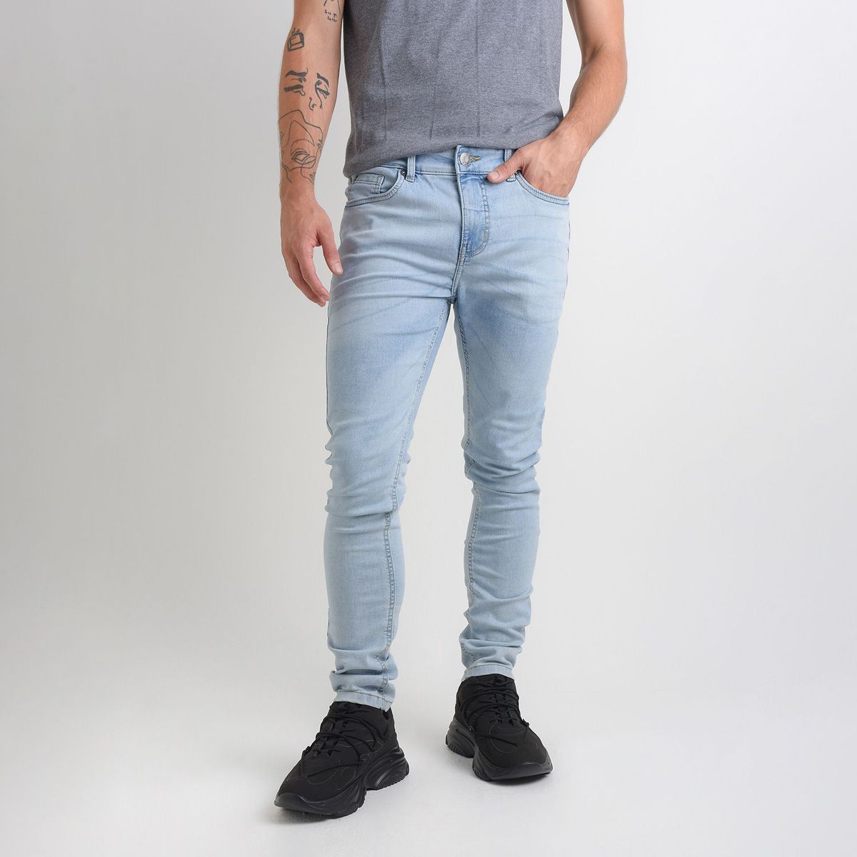 BEARCLIFF - Jean 5 Bolsillos Hombre Skinny de Algodón Largo 32 Bearcliff