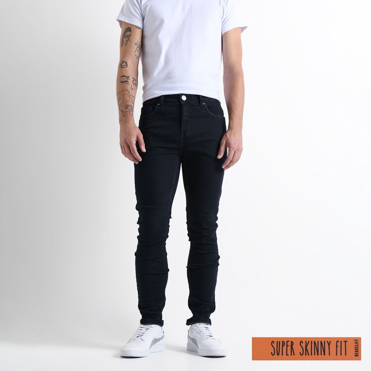 BEARCLIFF - Jean 5 Bolsillos Hombre Skinny de Algodón Largo 32 Bearcliff