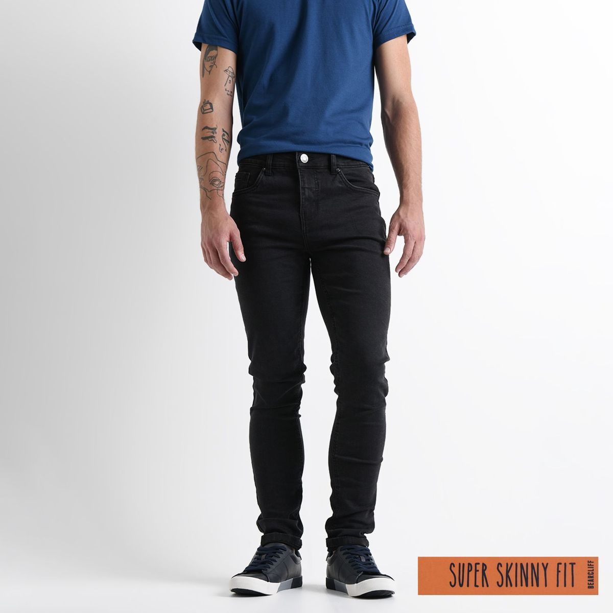 BEARCLIFF - Jean 5 Bolsillos Hombre Skinny de Algodón Largo 32 Bearcliff
