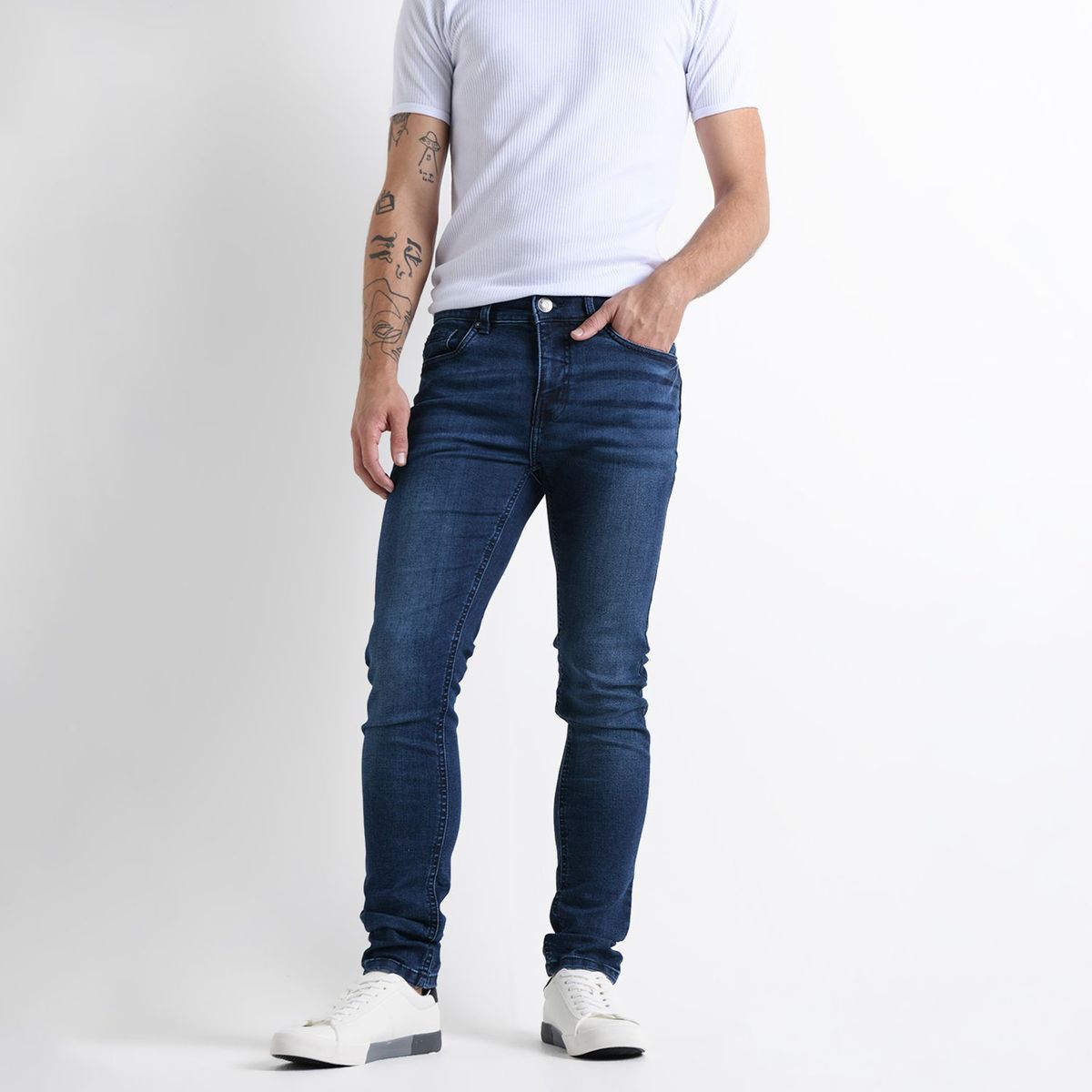 BEARCLIFF - Jean 5 Bolsillos Hombre Skinny de Algodón Largo 32 Bearcliff