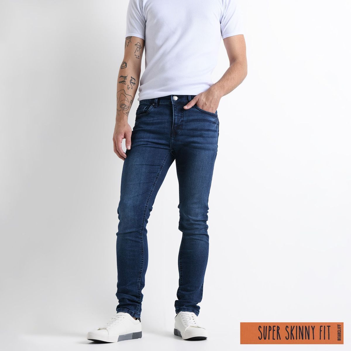 BEARCLIFF - Jean 5 Bolsillos Hombre Skinny de Algodón Largo 32 Bearcliff