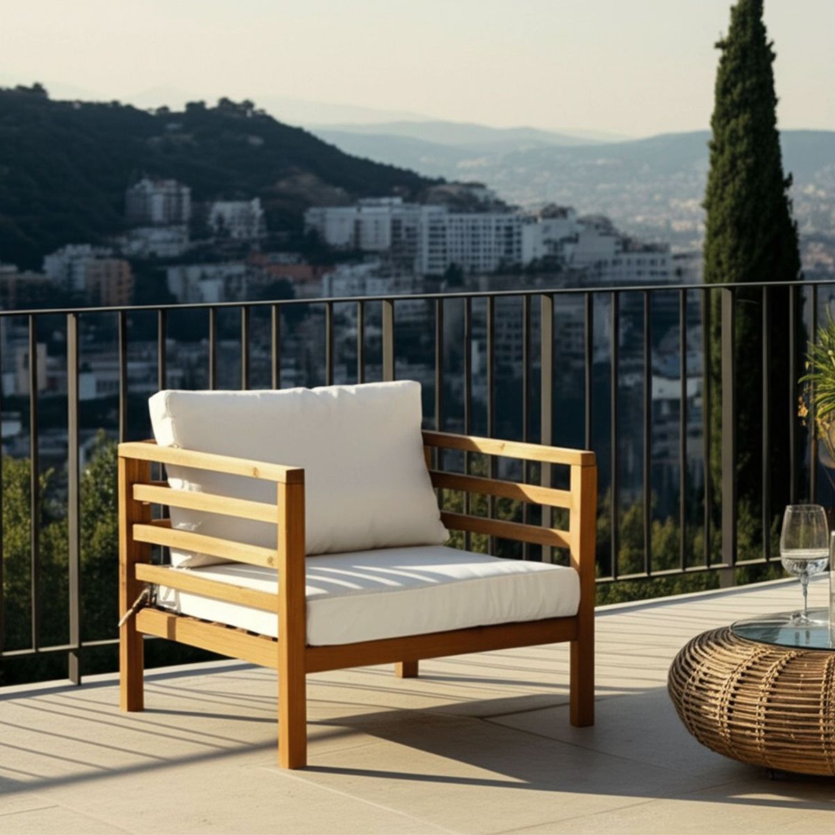 MICA - Poltrona de Exterior y Terraza Moderna en Poliéster Camerun 74 x 60 x 74 cm  Mica