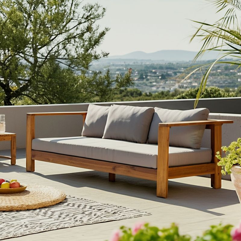 BASEMENT HOME - Sofá de Exterior y Terraza o Jardín Moderno en Poliéster 3 Puestos Santa Monica 200 x 65 x 92 cm  Basement Home  - 0% Interés a 3, 6 o 12 Cuotas Pagando con tu CMR Banco Falabella