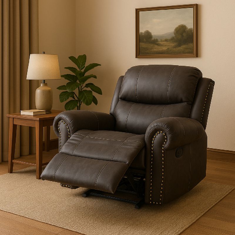 ROBERTA ALLEN - Silla Reclinable en Cuerina, Mecánica. 82 X 97 X 94 cm - Mueble Roberta Allen Antonie -  0% Interés a 3, 6 o 12 Cuotas Pagando con tu CMR Banco Falabella