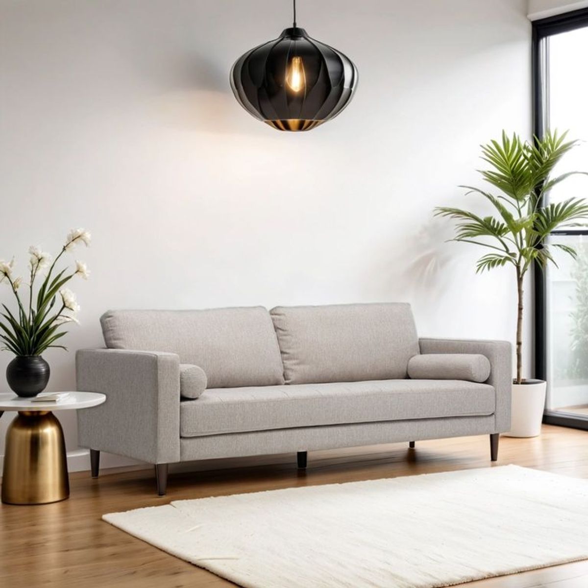 BASEMENT HOME - Sofá 3 Puestos en Tela, Connery 211 x 81 x 86 cm con Patas de Metal - Mueble Basement Home - 0% Interés a 3, 6 o 12 Cuotas Pagando con tu CMR Banco Falabella