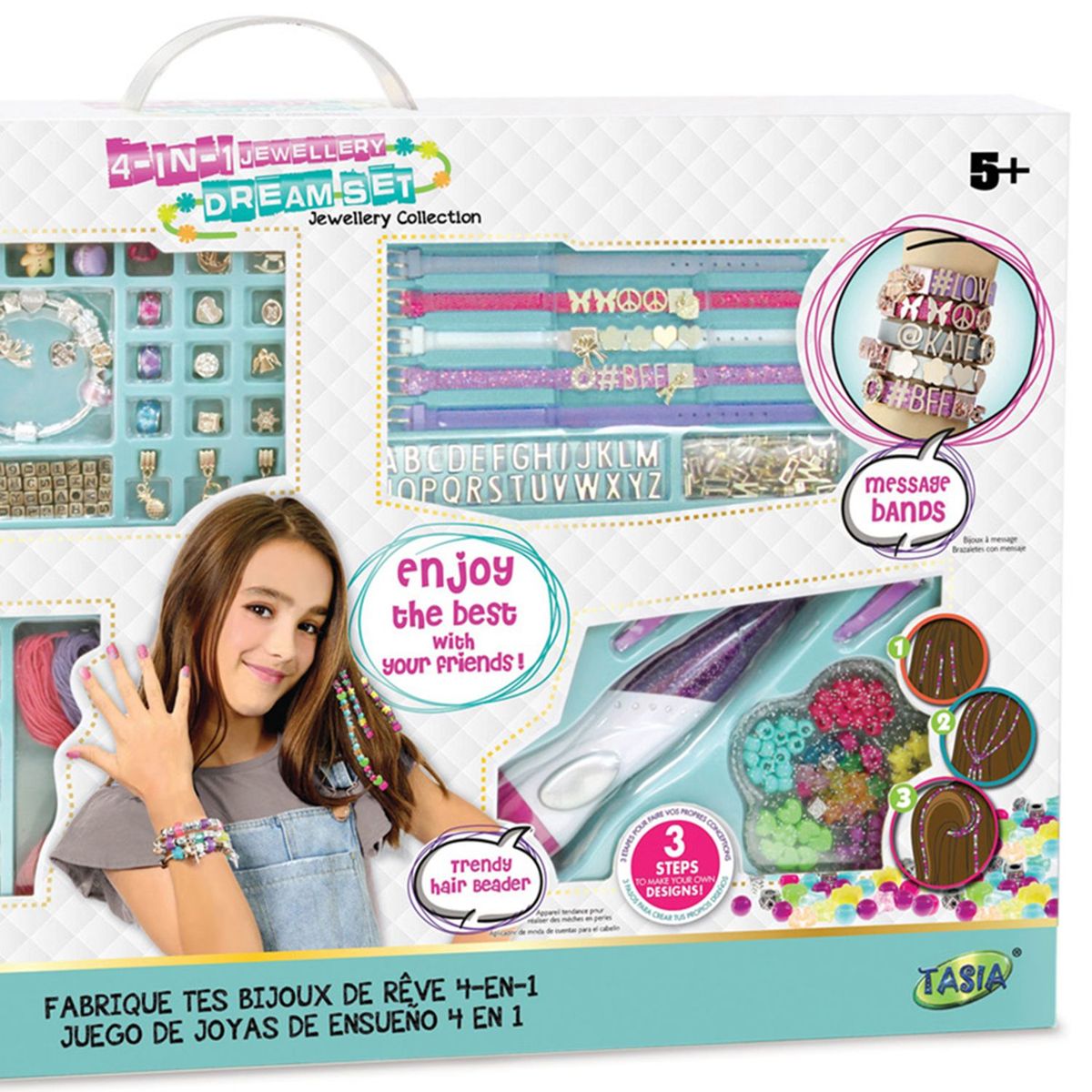 SO BEADS - Kit de Joyería 4 en 1, para crear pulseras, collares, brazaletes y cintas para el cabello