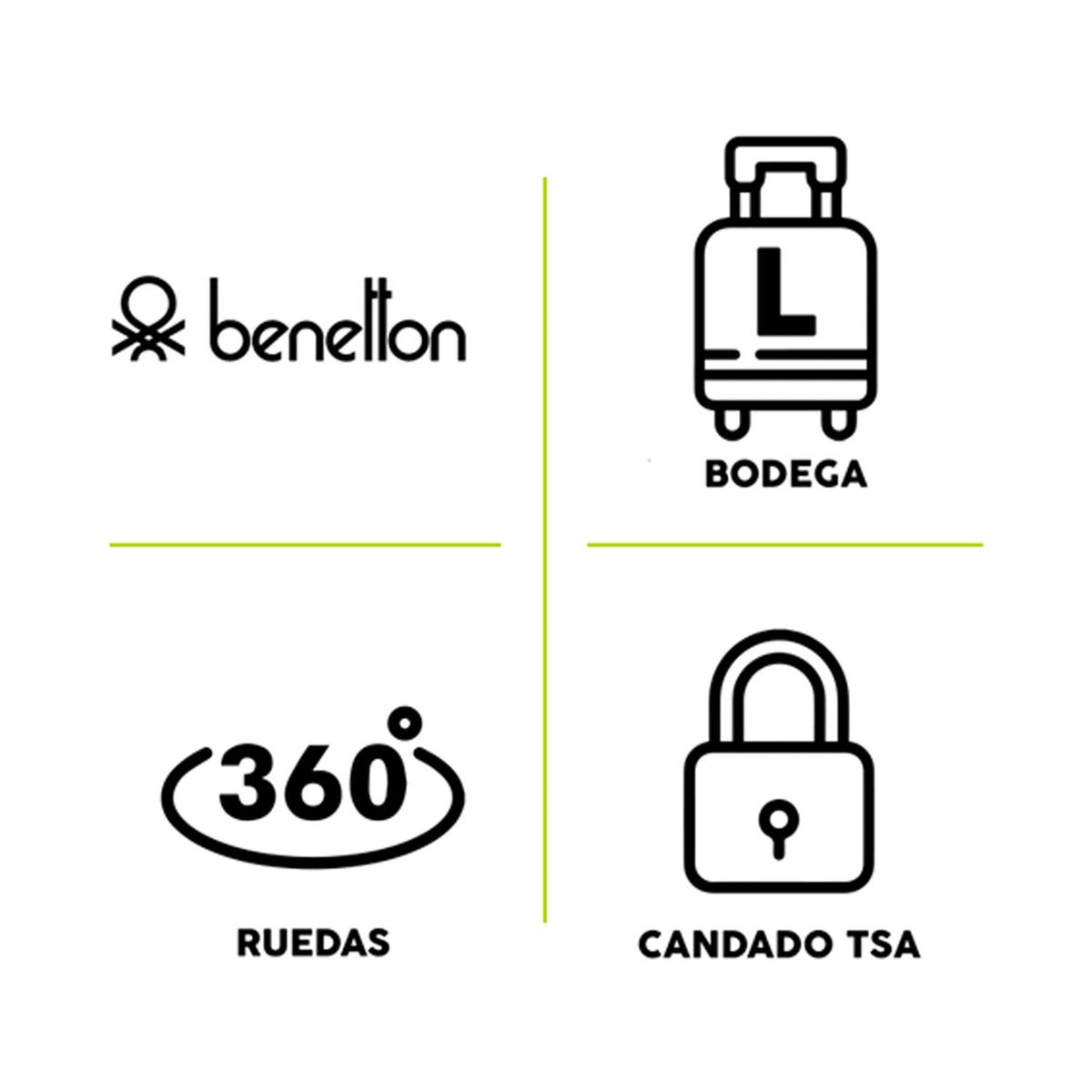 BENETTON - Maleta de Viaje 23 Kilos Benetton Rigida Vintage y Equipaje de Bodega. Maleta de Viaje Grande