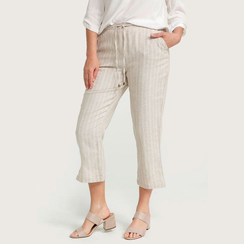 SOUTHLAND - Pantalón Lino Mujer Recto Medio Southland