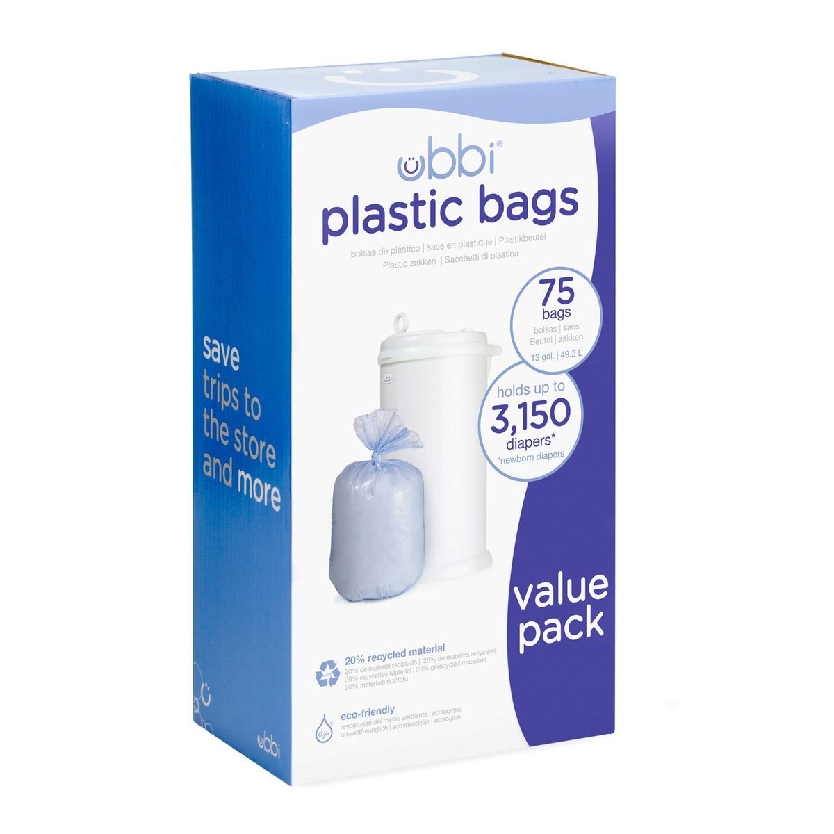 UBBI - 3-Pack Plastic Bags  - Periwinkle