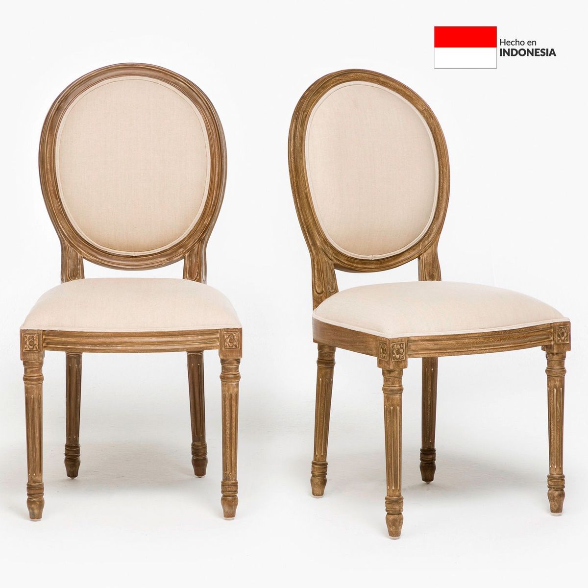 ROBERTA ALLEN - Set x 2 Sillas de Comedor Moderna en Algodón Beige (Incluye 2 Sillas) Roberta Allen -  0% Interés a 3, 6 o 12 Cuotas Pagando con tu CMR Banco Falabella