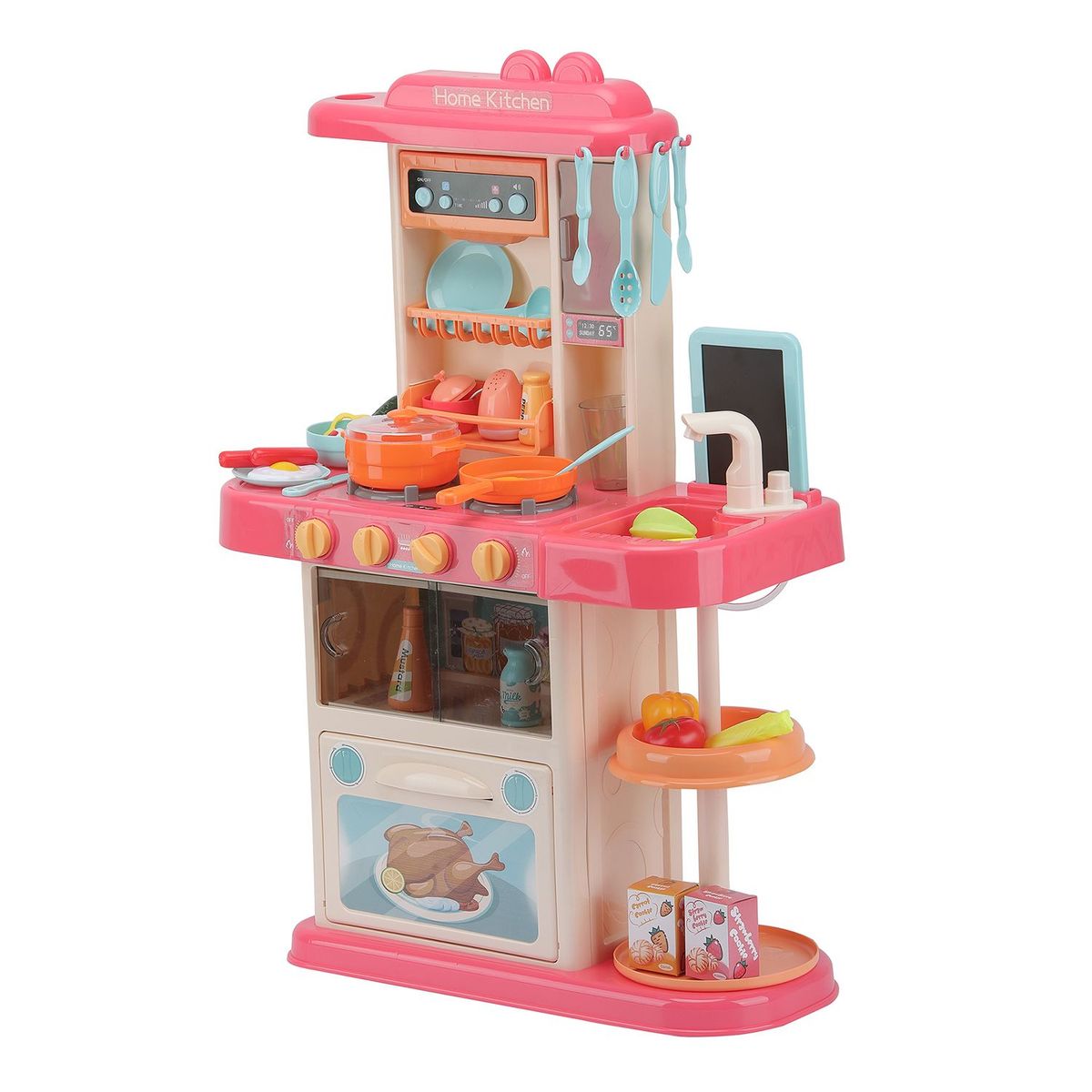 KIDS N PLAY - Cocina interactiva de Juguete, Incluye 42 Accesorios (Comida + Implementos de Cocina) a partir de los 3 años, Necesita Pilas - KIDS N PLAY